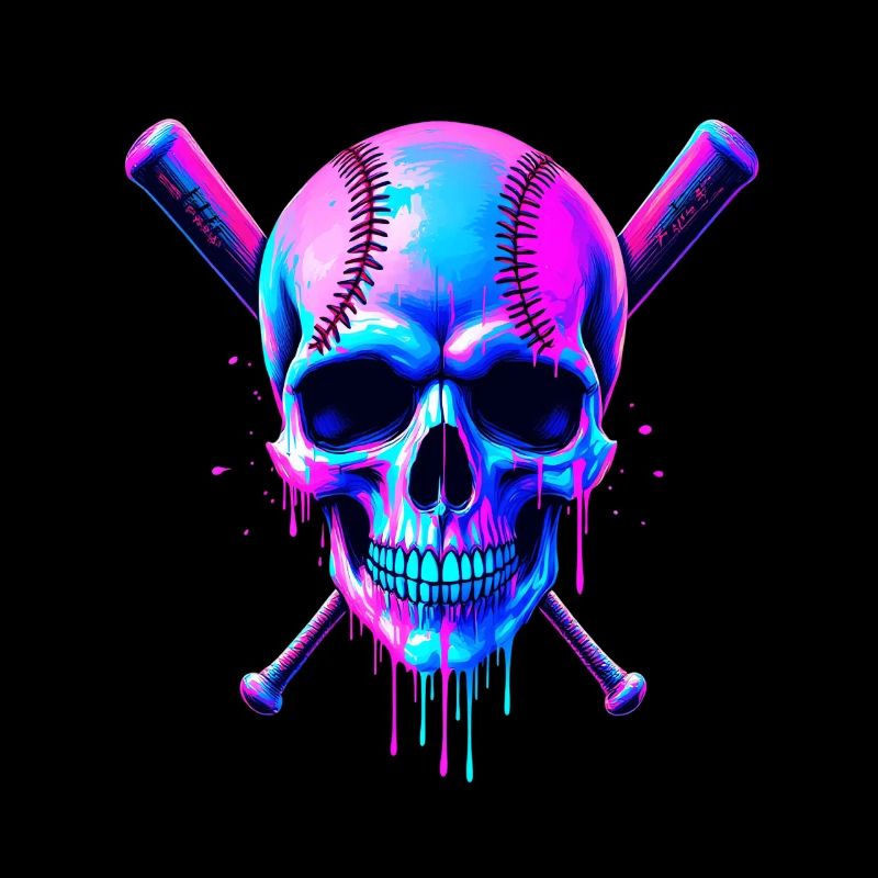 Baseball Skull Baseball Bat