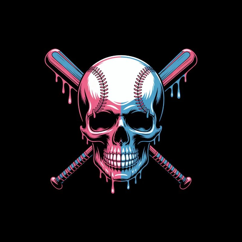 Baseball Skull Baseball Bat