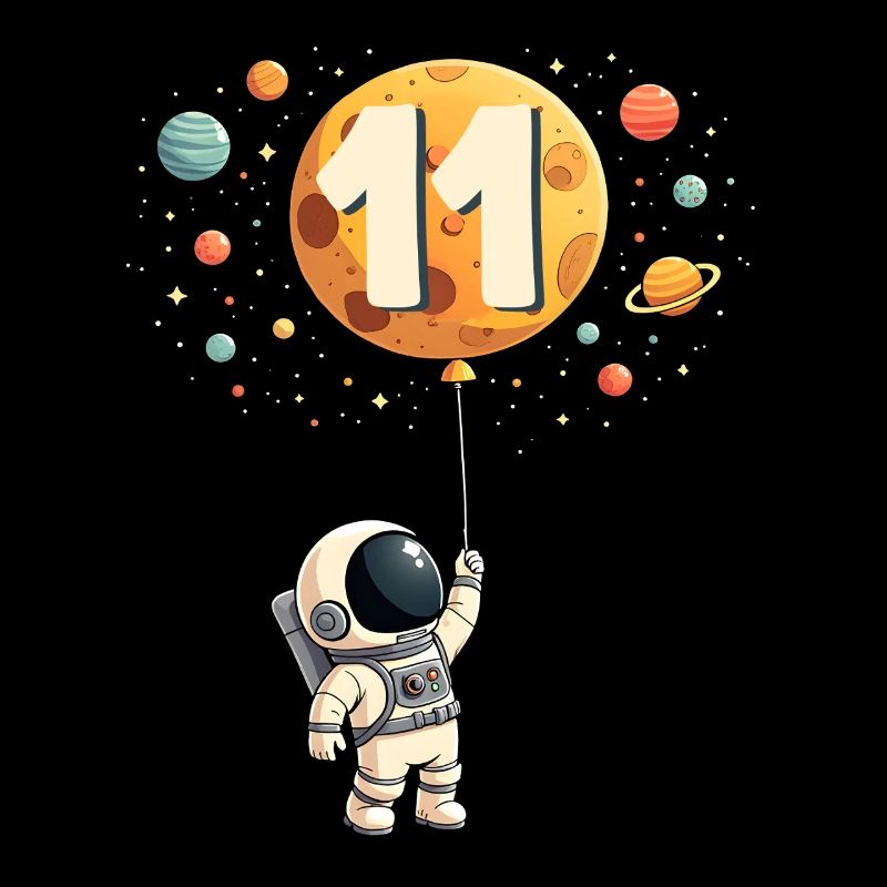 Cute Astronaut 11th Birthday Boy Outer Space