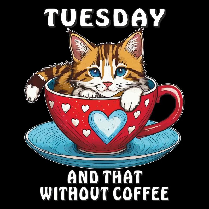 CAT COFFEE CUP TUESDAY AND THAT WITHOUT COFFEE