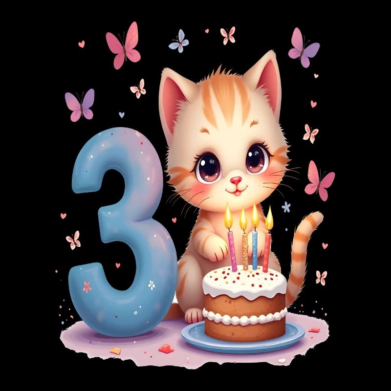 Cute Kitten 3rd Birthday Girl