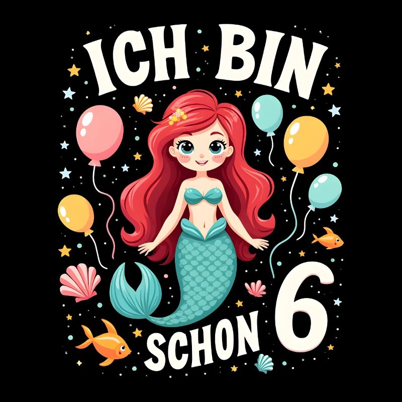 Ich bin schon 6 Meerjungfrau Geburtstag Mädchen