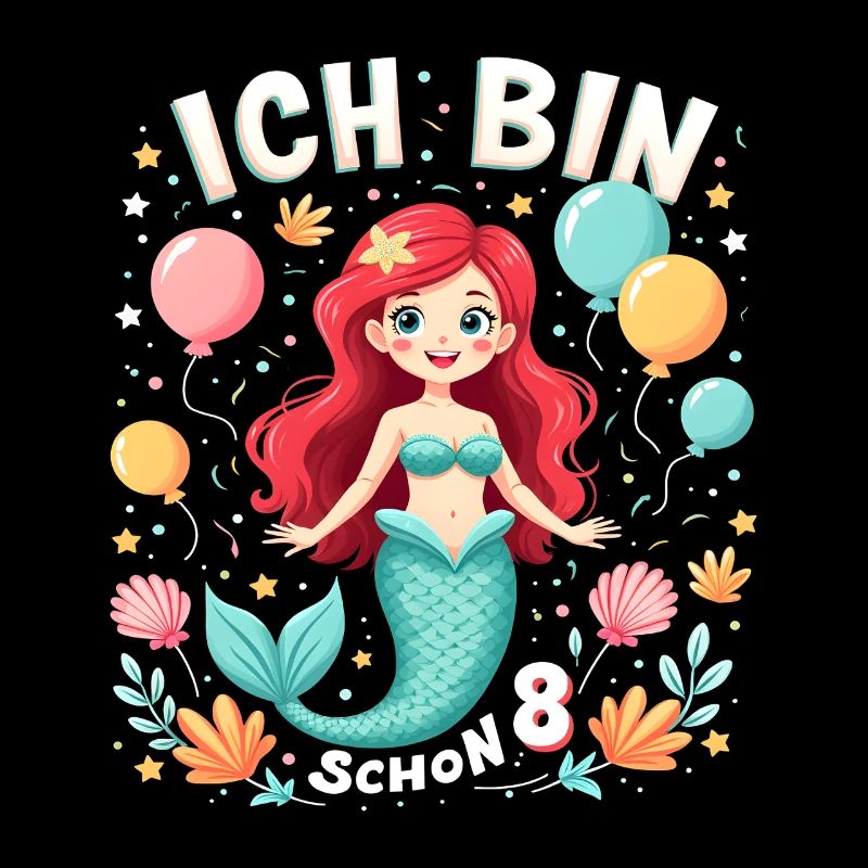 Ich bin schon 8 Meerjungfrau Geburtstag Mädchen