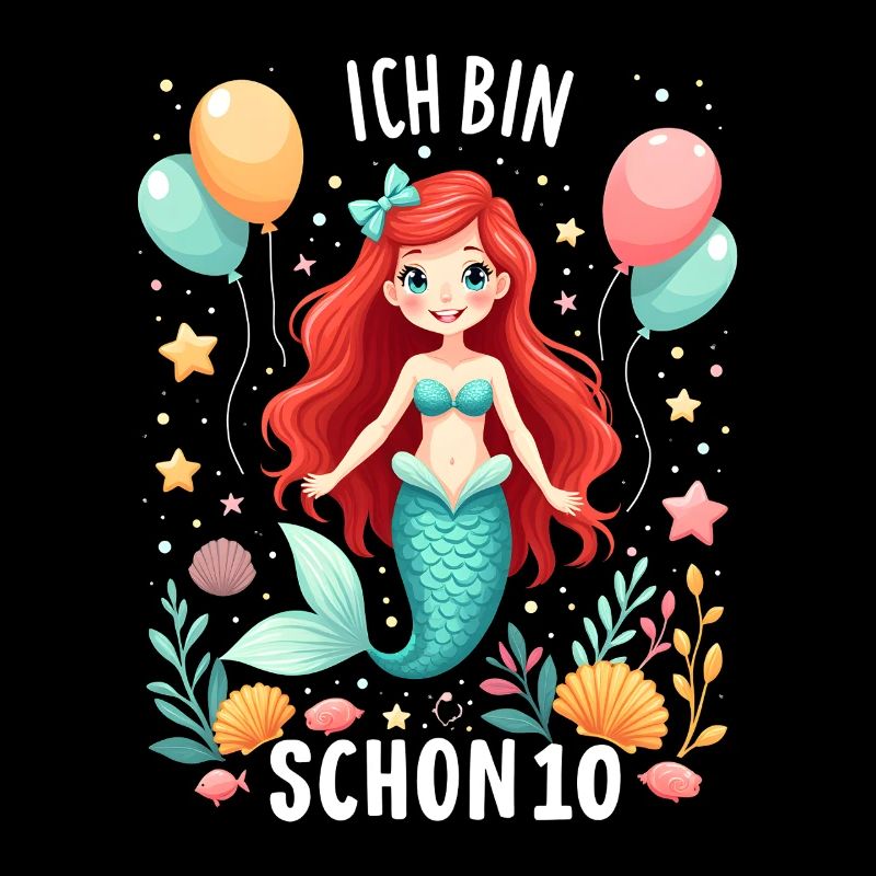 Ich bin schon 10 Meerjungfrau Geburtstag Mädchen