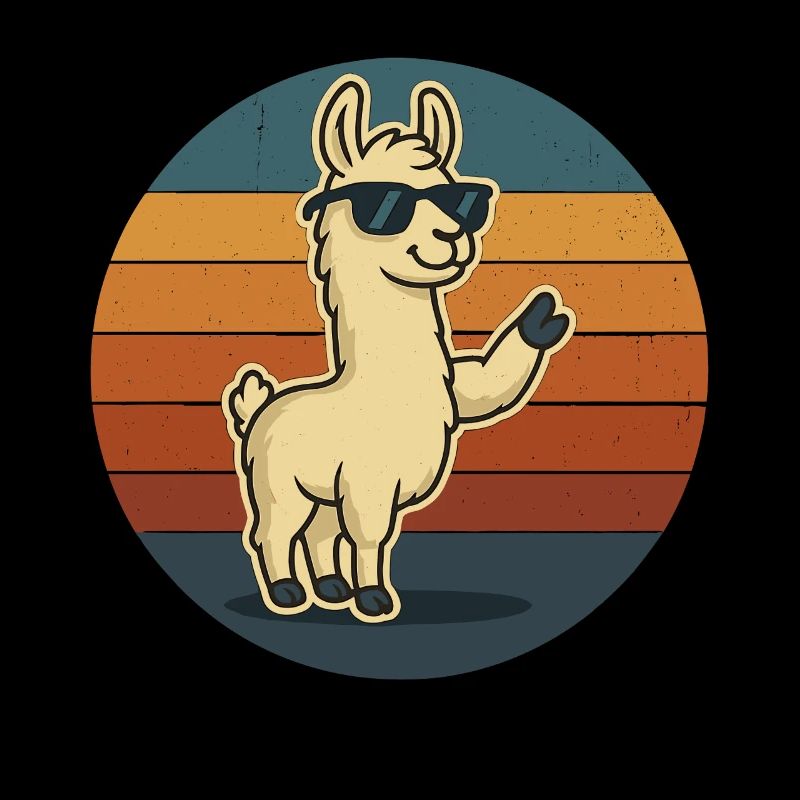 Cool llama with sunglasses and peace