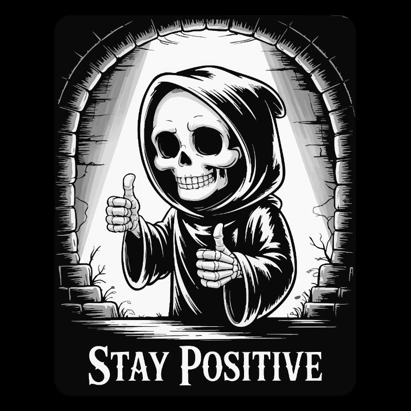 Stay Positive – Grim Reaper Skeleton Design Humor