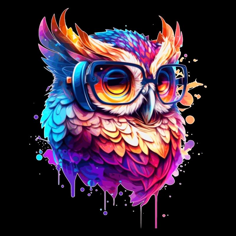 Party Eule als Vogel in bunt als cooles Artwork