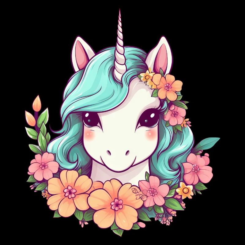 Einhorn mit Blumen - Eleganter Stil Design