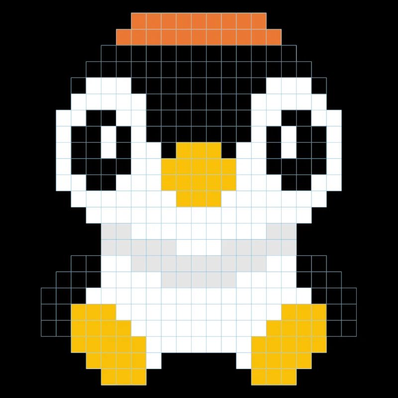 A penguin with a pixelated cap