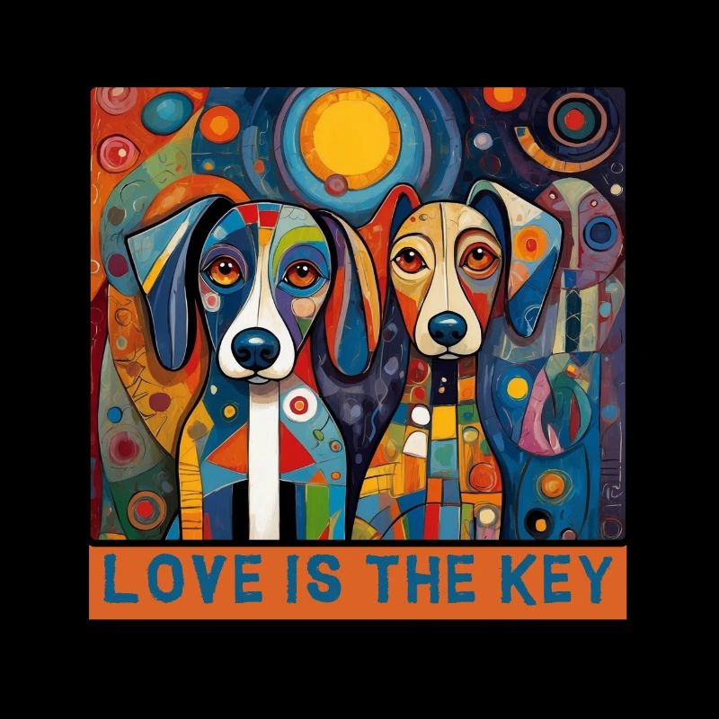 Abstrakte Hunde in leuchtendem Farbendesign