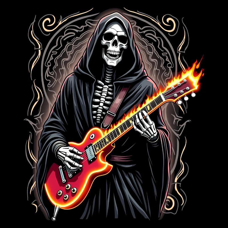 Grim Reaper avec guitare électrique Rock Heavy Metal