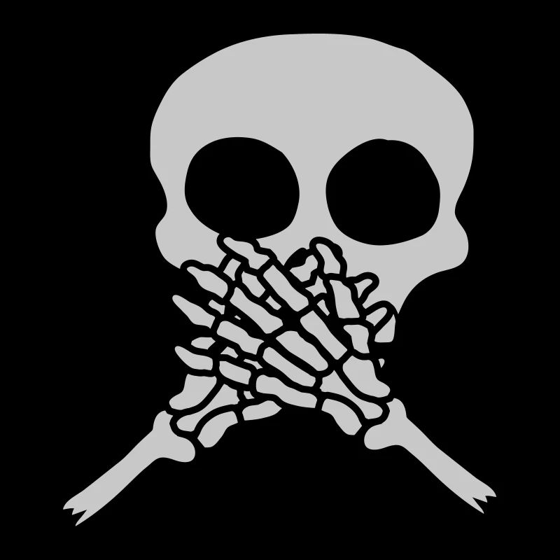 Mains devant le crâne de la bouche