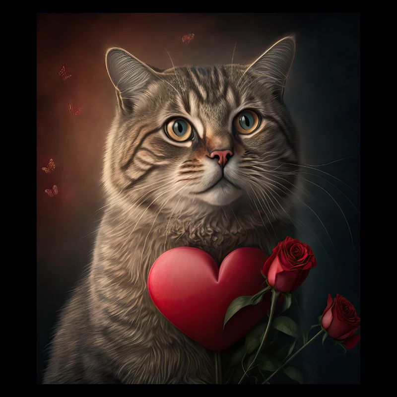 Saint-Valentin Cat Heart Rose