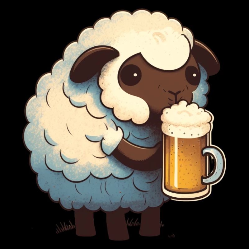 Kleines süßes Schaf mit Bier