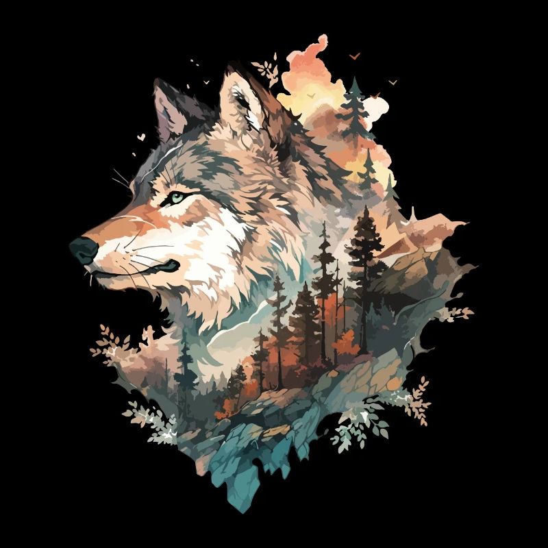 Wolf Wolf's Head Nature Wilderness Adventure Forest Art