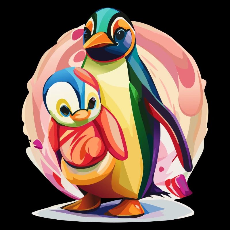 Pingouin mère et bébé