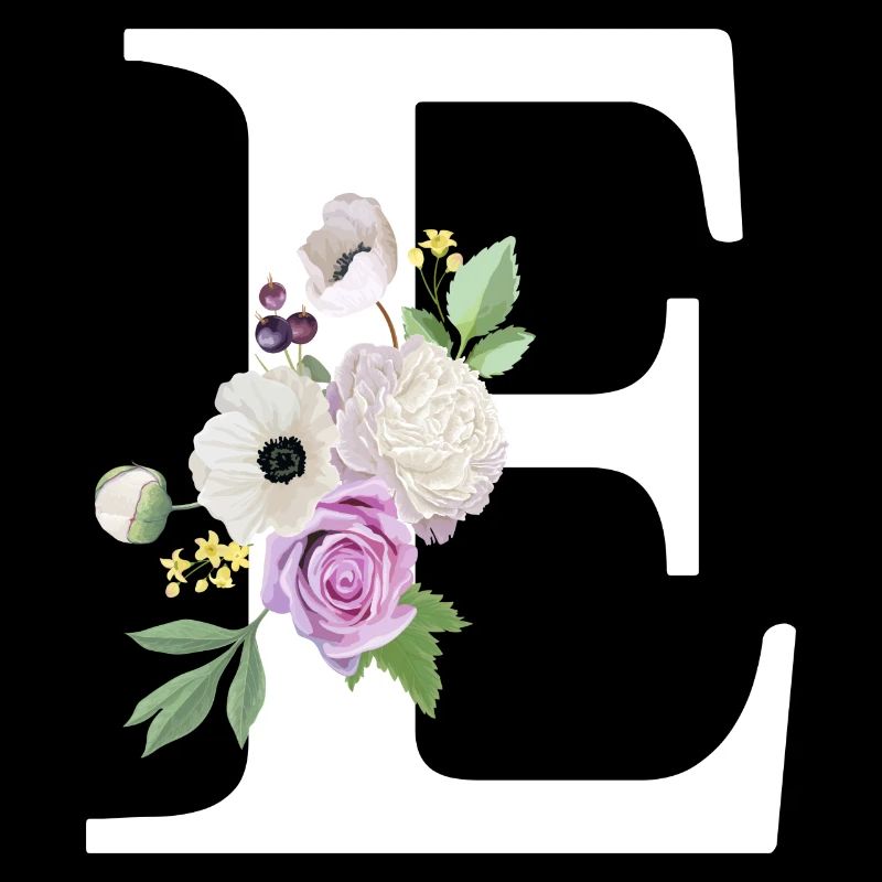 Lettre e floral violet