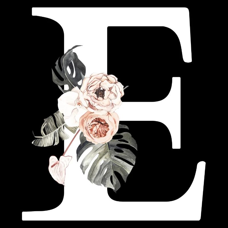Lettre e floral tropical