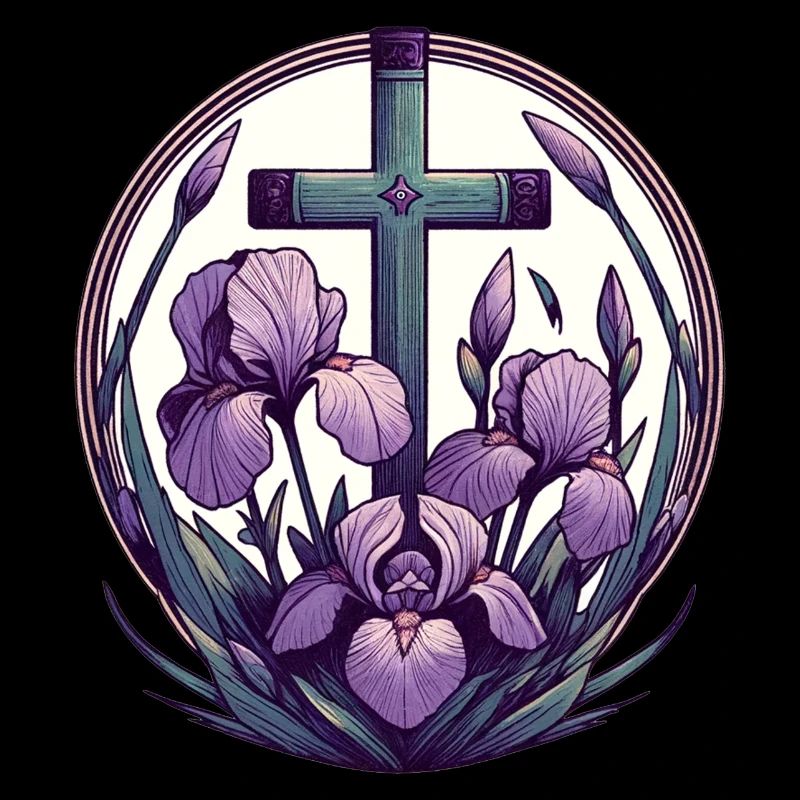 Croix chrétienne violet Iris