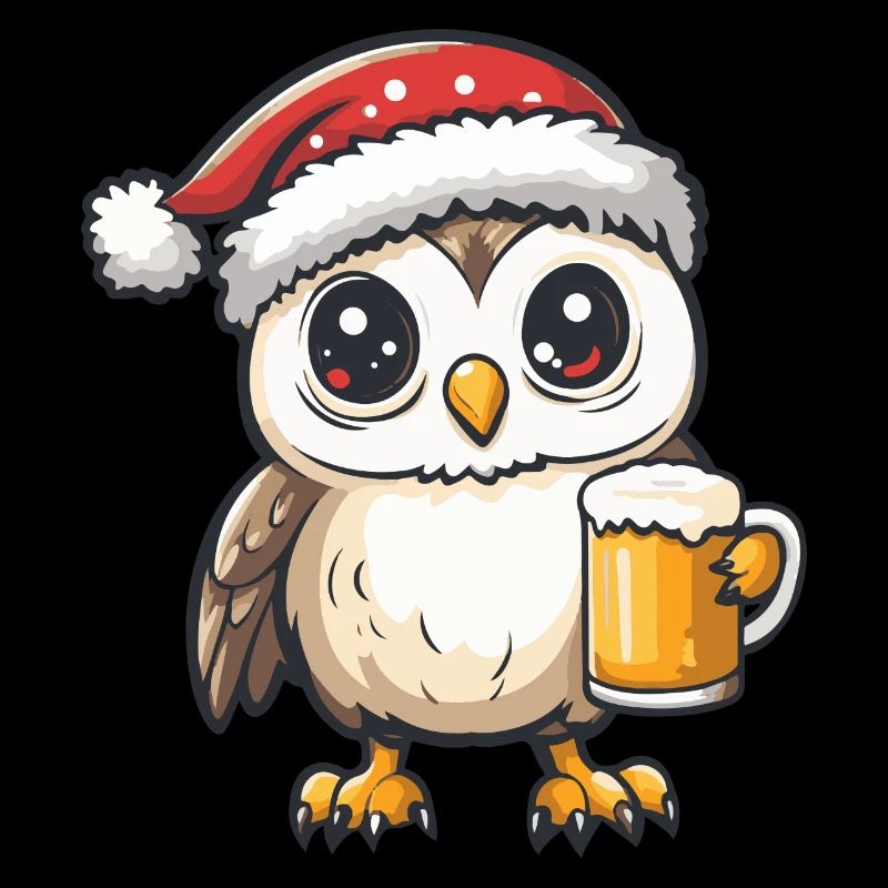 Eule Weihnachten Bier