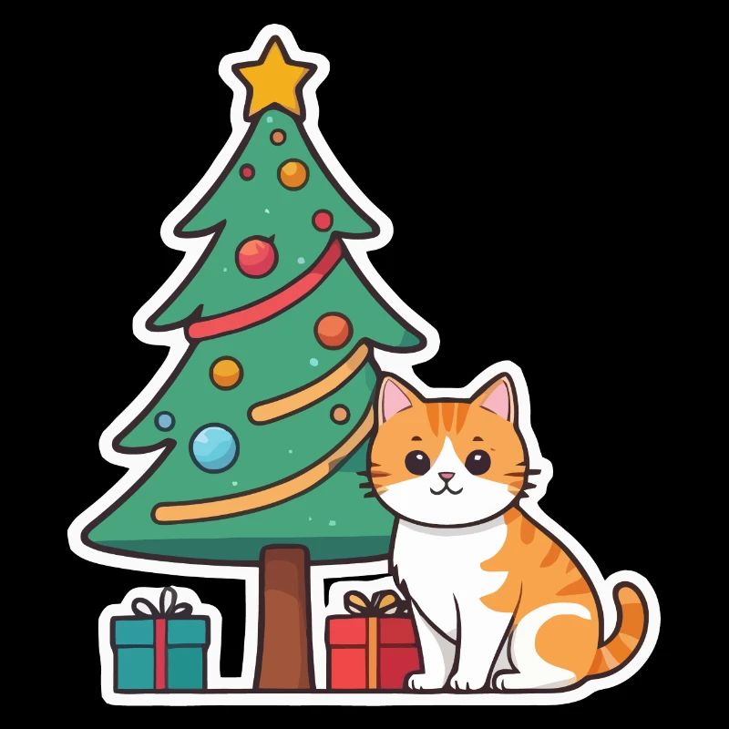 Katze unterm Weihnachtsbaum