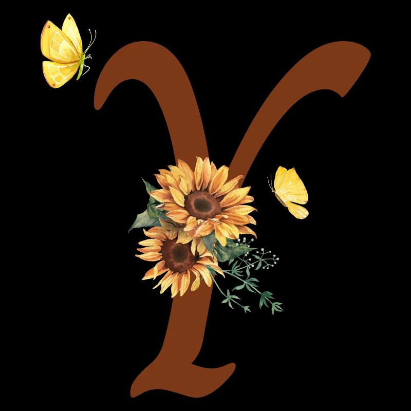 Buchstabe und Sonnenblume Schmetterling