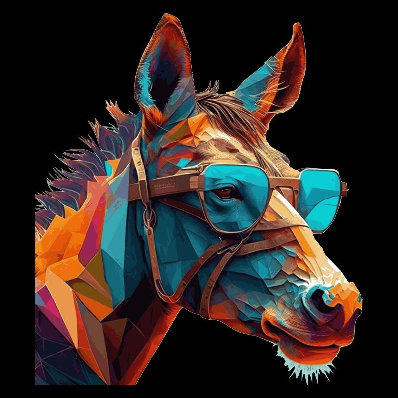 Esel als Vector und Polygon mit schlauer Brille