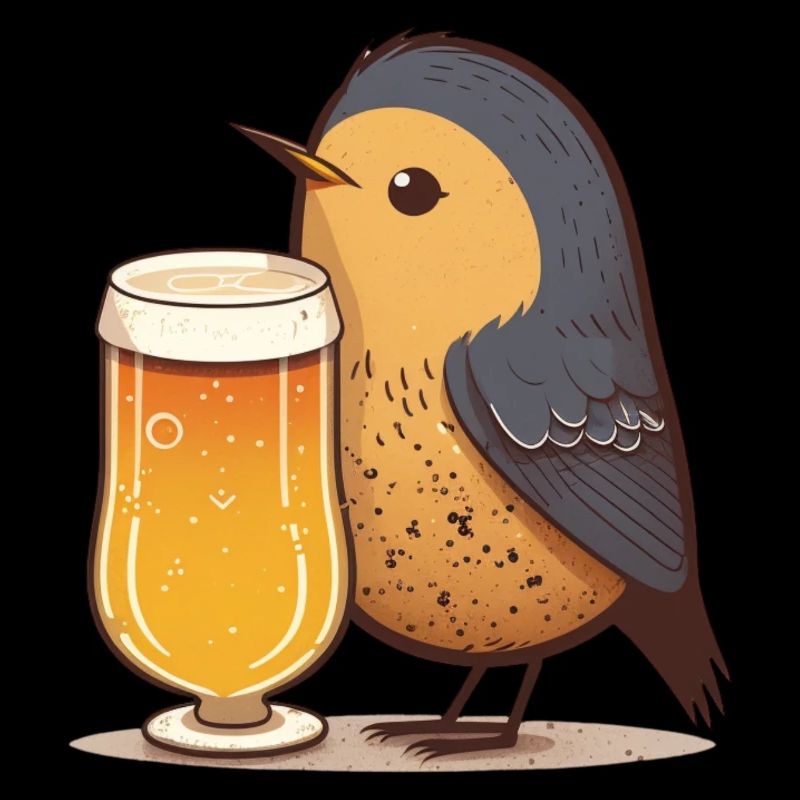 Kleiner Vogel mit Bier