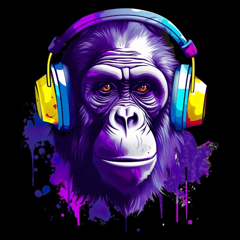 Gorilla Musik Kopfhörer Musik Affe