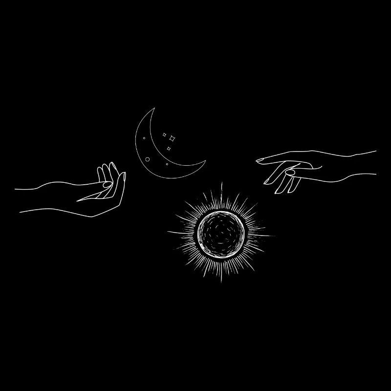 Lune et soleil entre les deux mains
