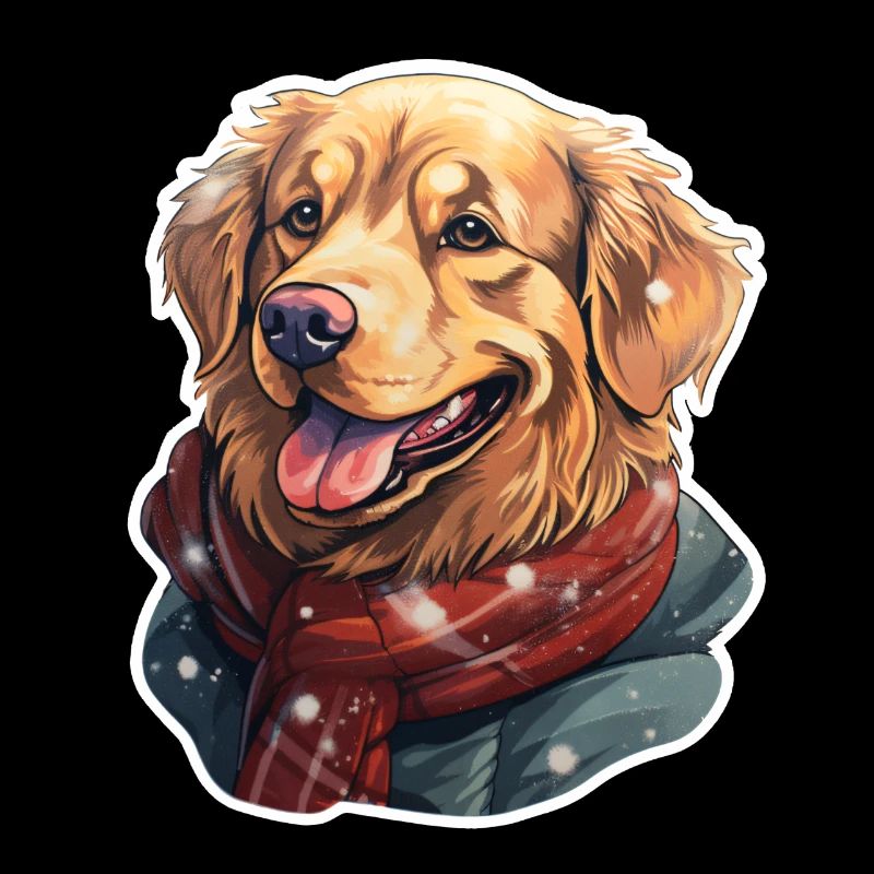 Golden Retriever avec écharpe et veste
