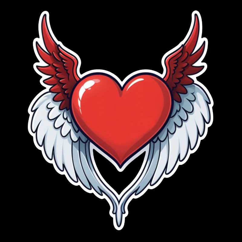 Rotes Herz mit Flügeln