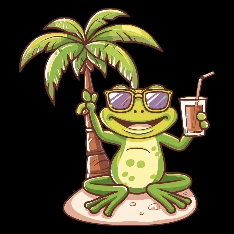 Frosch Sommer Strand Comic