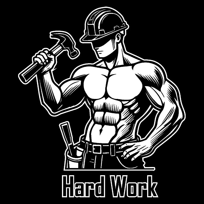 Ouvrier du bâtiment seins nus - Hard Work Design