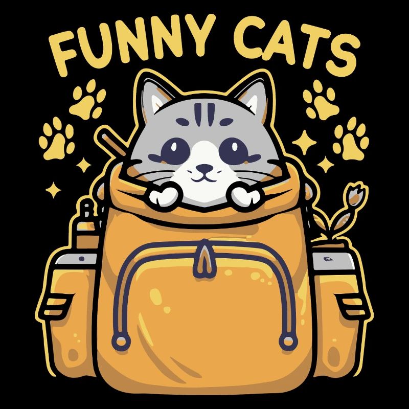 Lustig mit einer Katze, die königlich aussieht im Rucksack