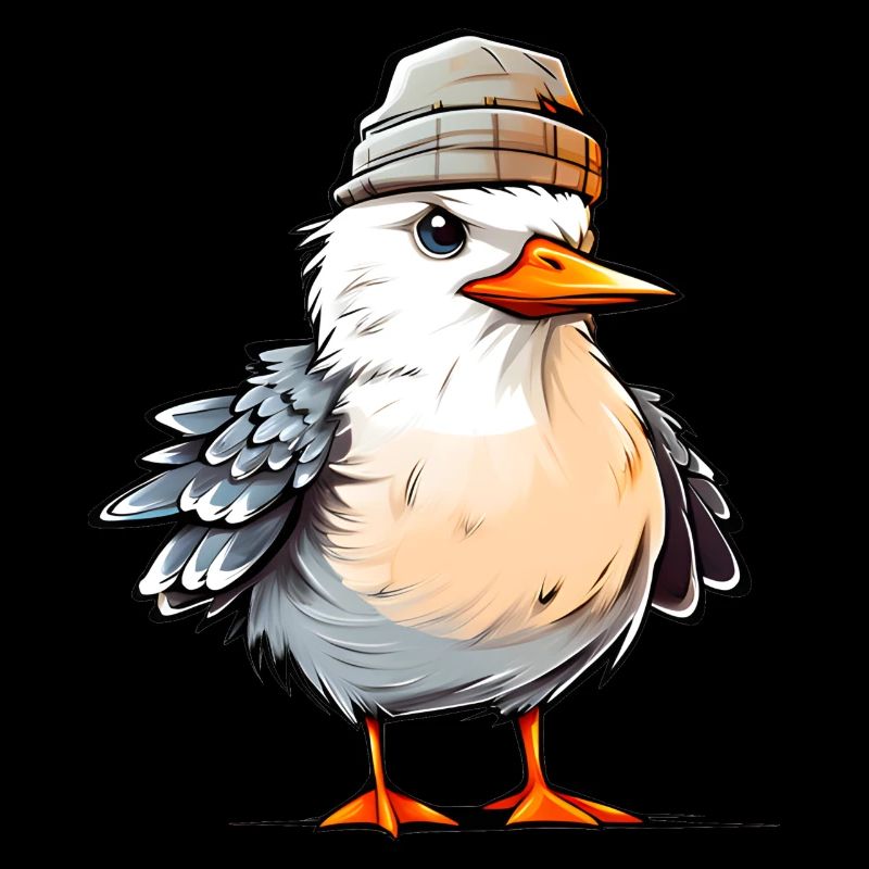 Cool seagull with hat