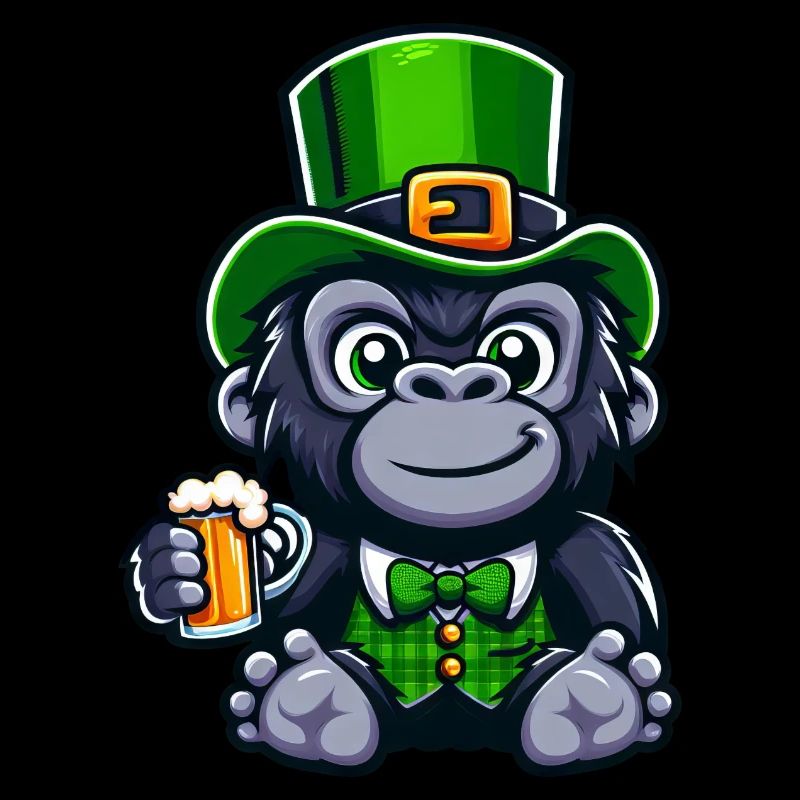 Gorille de la Saint-Patrick avec dessin animé de bière