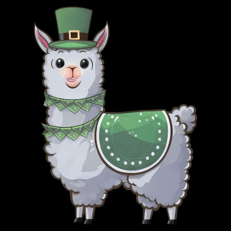 Dessin animé de Lama mignon de la Saint-Patrick