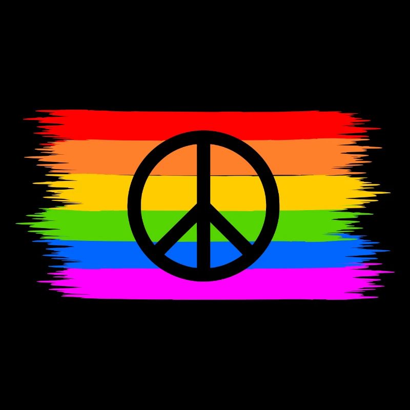 Signe de paix de paix sur le drapeau arc-en-ciel arc-en-ciel