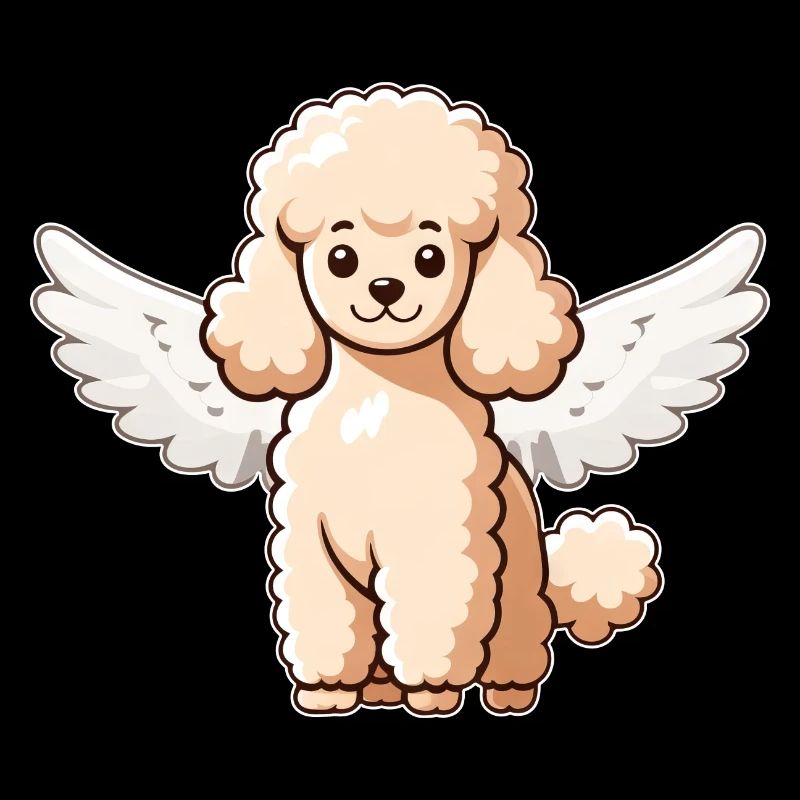 Chien caniche mignon avec des ailes d’ange dessin animé