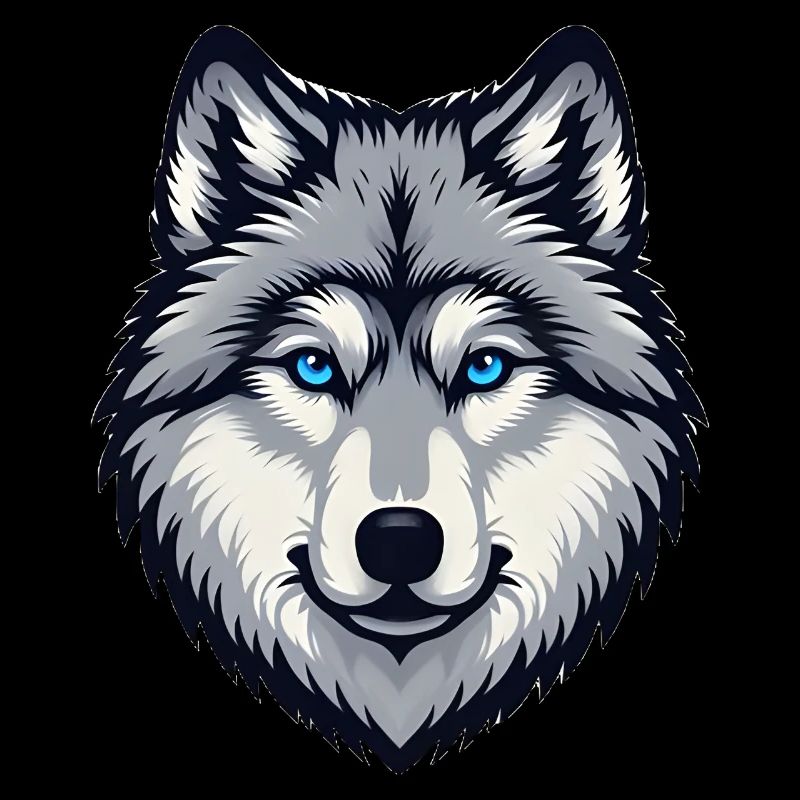 Blau äugiger Wolf Kopf