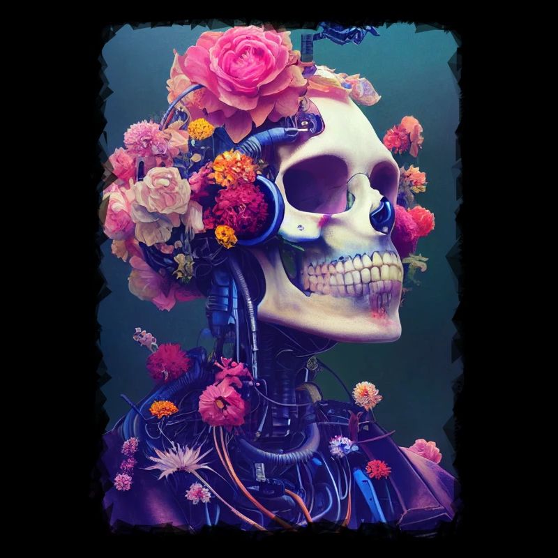 Fusion des fleurs et du crâne