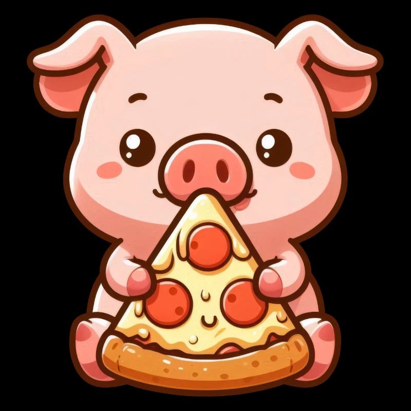 Dessin animé drôle de cochon pizza fermier