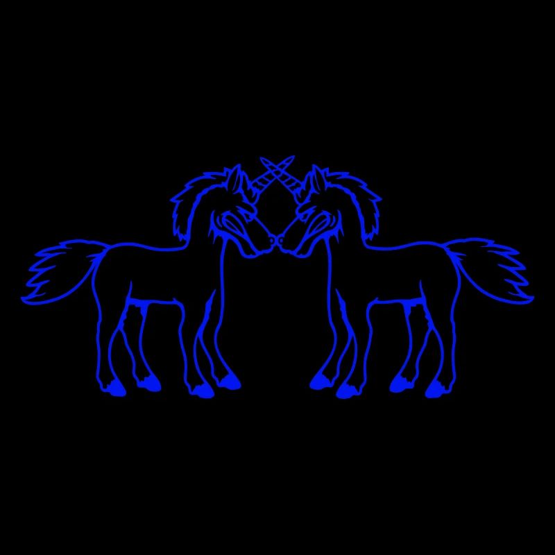 2 Einhörner Kampf Böse Wütend Angriff Duell Team