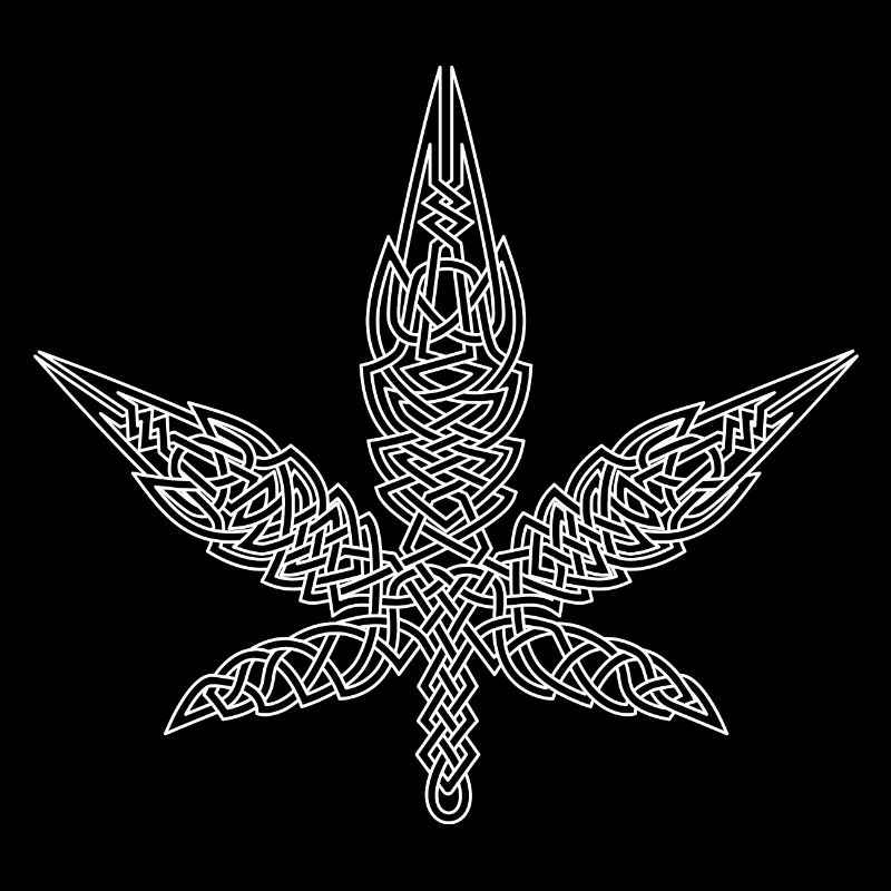 Celtic knot cannabis leaf white
