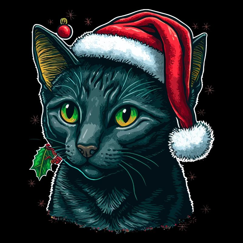 Lovely cat wearing Santa hat