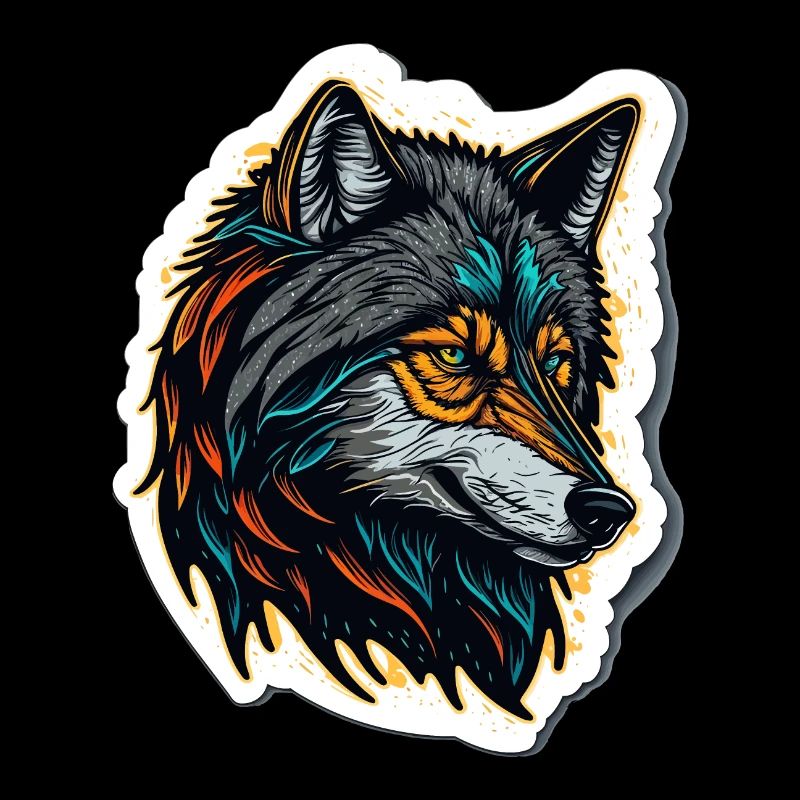 Digitales Malen eines Wolfskopfes