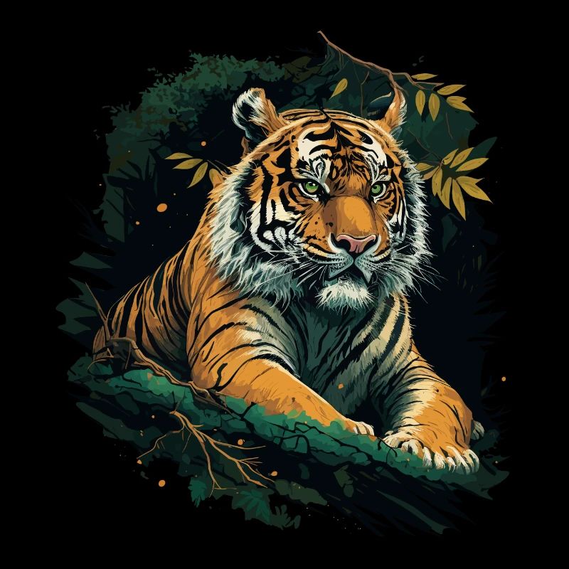 Tigre assis dans la jungle