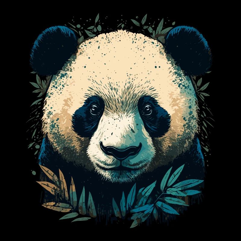 Panda with Bamboo Leaths