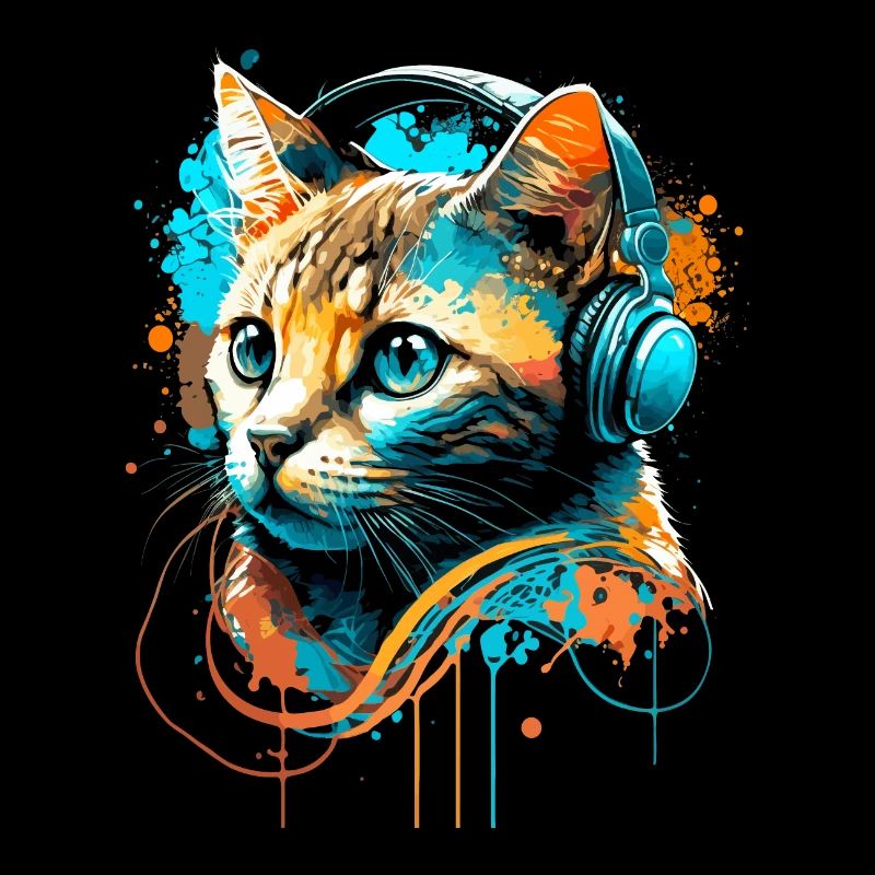 Chat écoutant de la musique